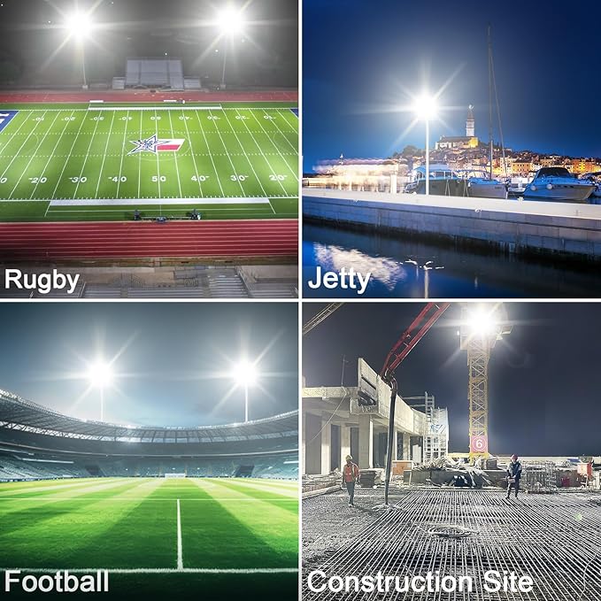 1000W LED Stadium Light Outdoor,130000LM 500W Stadium Lights 2 Pack,6500K Daylight Super Bright Commercial Area Lighting,IP67 Waterproof Adjustable Bracket Arena Lights for Sports Fields,Court
