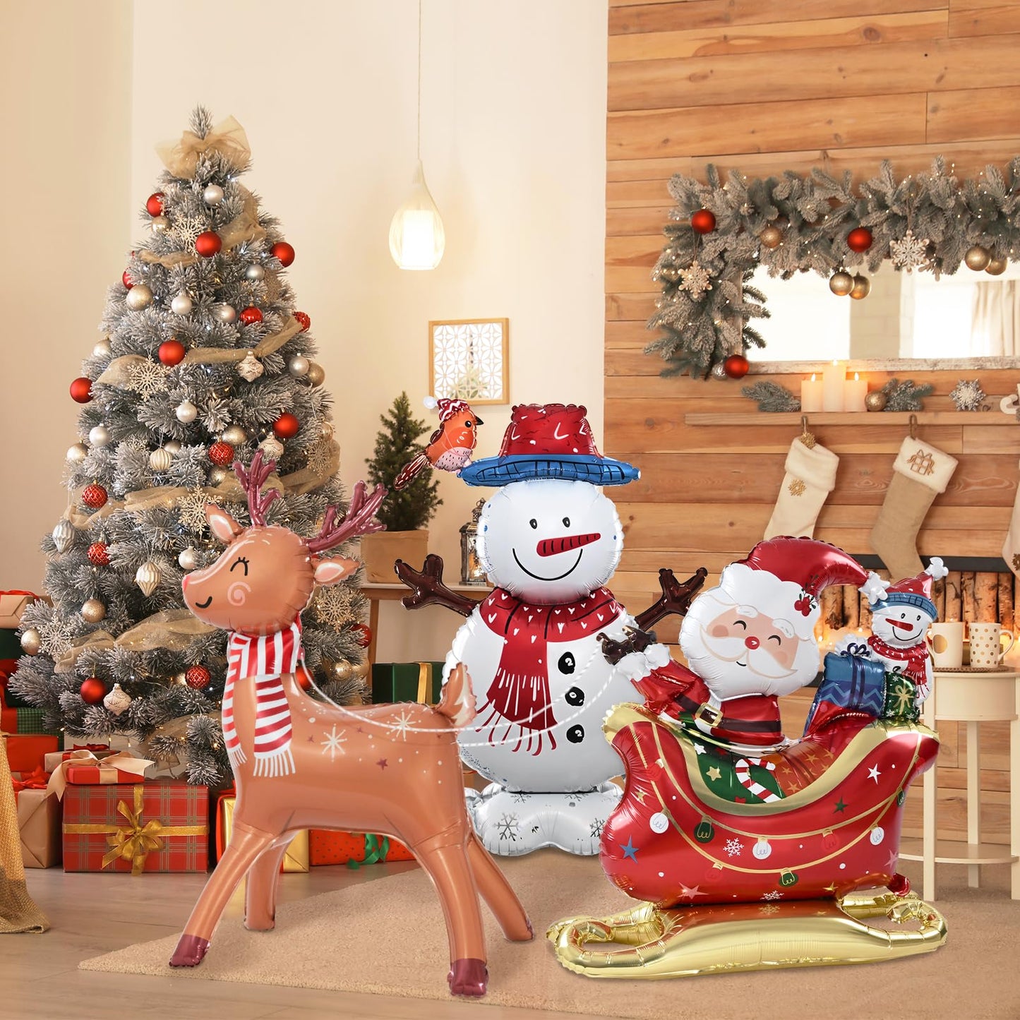 Merry Christmas Party Decorations : Christmas Party Supplies with Santa Claus, Snowman, & Christmas Tree Balloons for Festive Holiday Celebrations