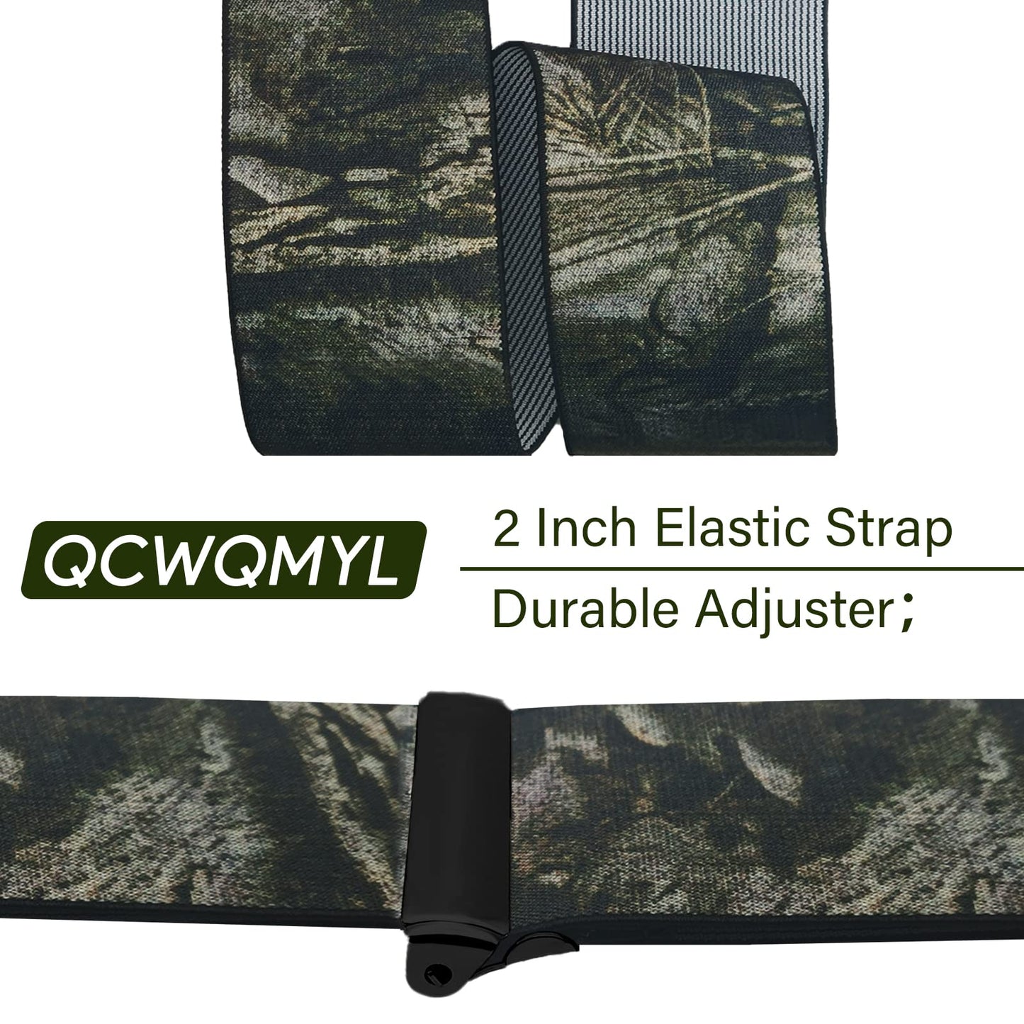 QCWQMYL Men's Side Clip Suspenders 2'' Wide Heavy Duty Clips Elastic Straps Trucker Style Suspenders for Men Big and Tall