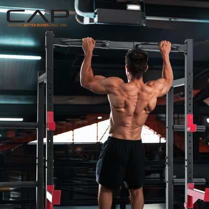 Cap Power Rack with Pull Up Bar & Attachments - Squat Rack & Strength Training Power Cage for Home Gym - Blue