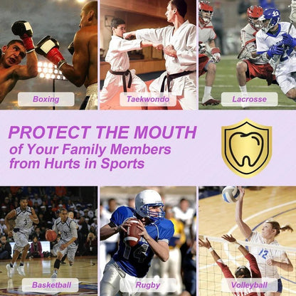 BBTO 6 Pack Kids Youth Mouth Guard for Football Sports, Purple Pink Boys Girls Sports Mouthguard with Case, Soft Mouth Guard for Hockey Boxing MMA Basketball, Ages 4+