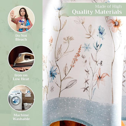Maison d' Hermine Table Cloth Round Table 100% Cotton 63 Inches Fall Tablecloth Reusable Everyday Use for Thanksgiving Christmas Decorations Dining Farmhouse Party (Ice Florals)