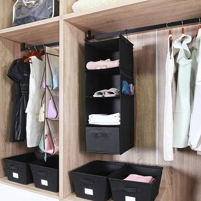 MAX Houser 4-Shelf Hanging Closet Organizer, Space Saver, Cloth Hanging Shelves