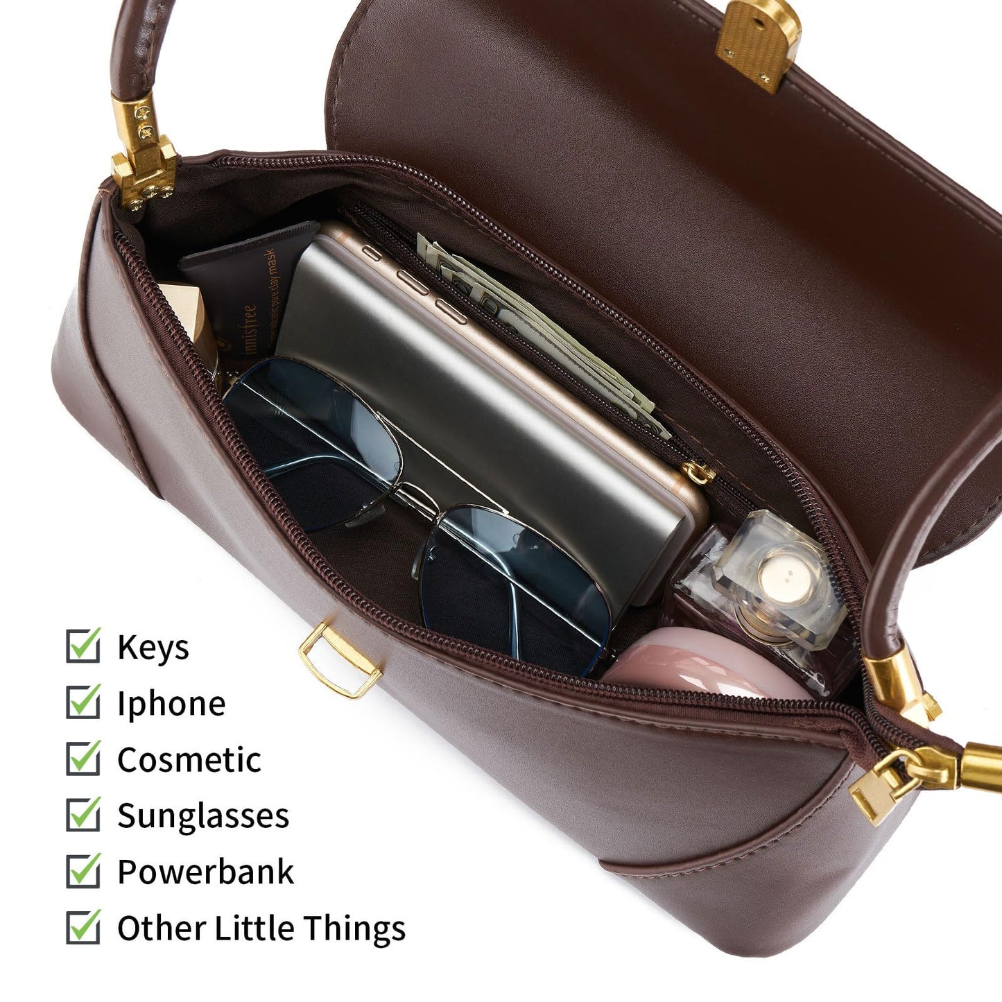 WEIMZC Shoulder Bag for Women Vintage Purse Fashion Classic Vegan Leather Clutch Tote Retro Handbag(Brown)