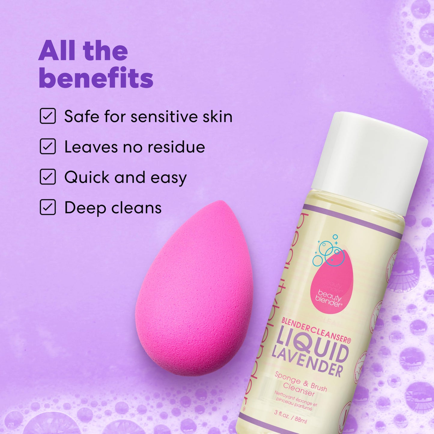 beautyblender® | Blendercleanser® Tool Wash | Lavender Purifying Liquid Soap | Hand, Sponge, Brush, Makeup Tool Cleanser | Lavender-Scented, Vegan, Paraben-Free, Sulfate-Free, 5 oz