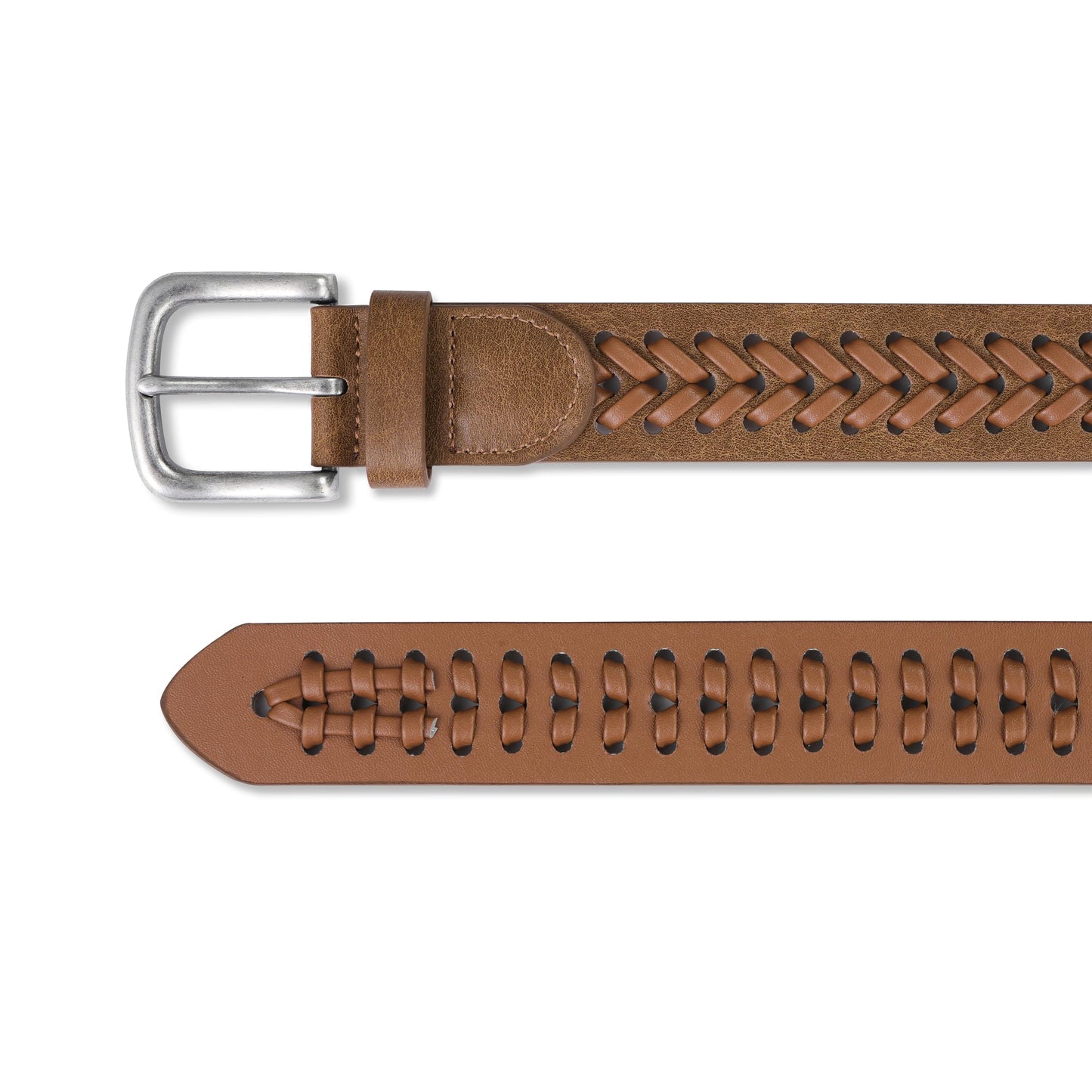 MILORDE Leather Braided Belts for Men, Handmade, Causal Woven Leather Jeans daily wear (X Tan, S 30-32")