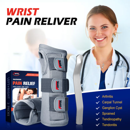 FEATOL Wrist Brace Splint Carpal Tunnel for Women Men, Night Wrist Sleep Support Brace, Left Hand, Medium/Large, Pain Relief for Sprain, Arthritis, Tendonitis