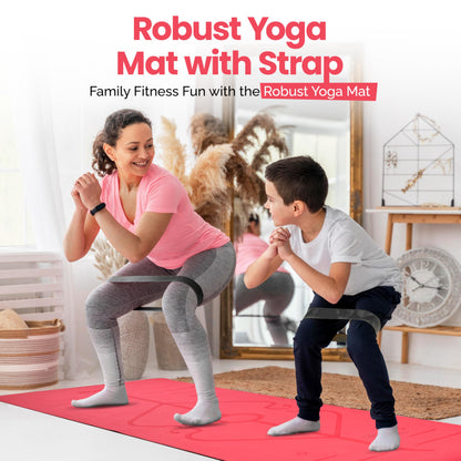 Robust Non-Slip Yoga Mat with Strap, 1/4" Thick TPE Eco-Friendly Workout Mat for Yoga with Position Lines and Texture Surface, Gym Mat for Women, Men, Pilates and Exercises Anti-Tear Sweat-Proof Exercise Mat