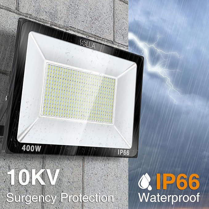 400W LED Stadium Flood Light Outdoor, 2140W Equivalent, 32000LM Super Bright Outdoor Security Lights, IP66 Waterproof, 6000K Daylight White, Commercial Lighting for Sports Fields and Counts