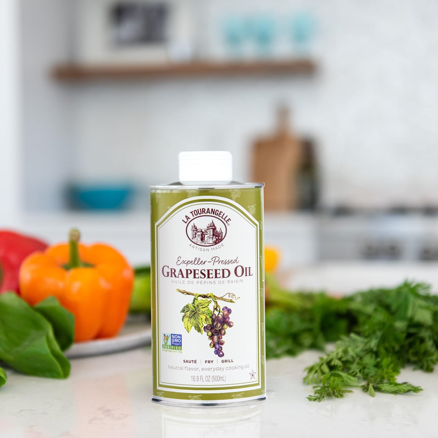 La Tourangelle, Organic Canola Oil, Expeller-Pressed Non-GMO Canola Seeds, Pesticide and Chemical Free, High Heat Neutral Cooking Oil, 16.9 Fl Oz