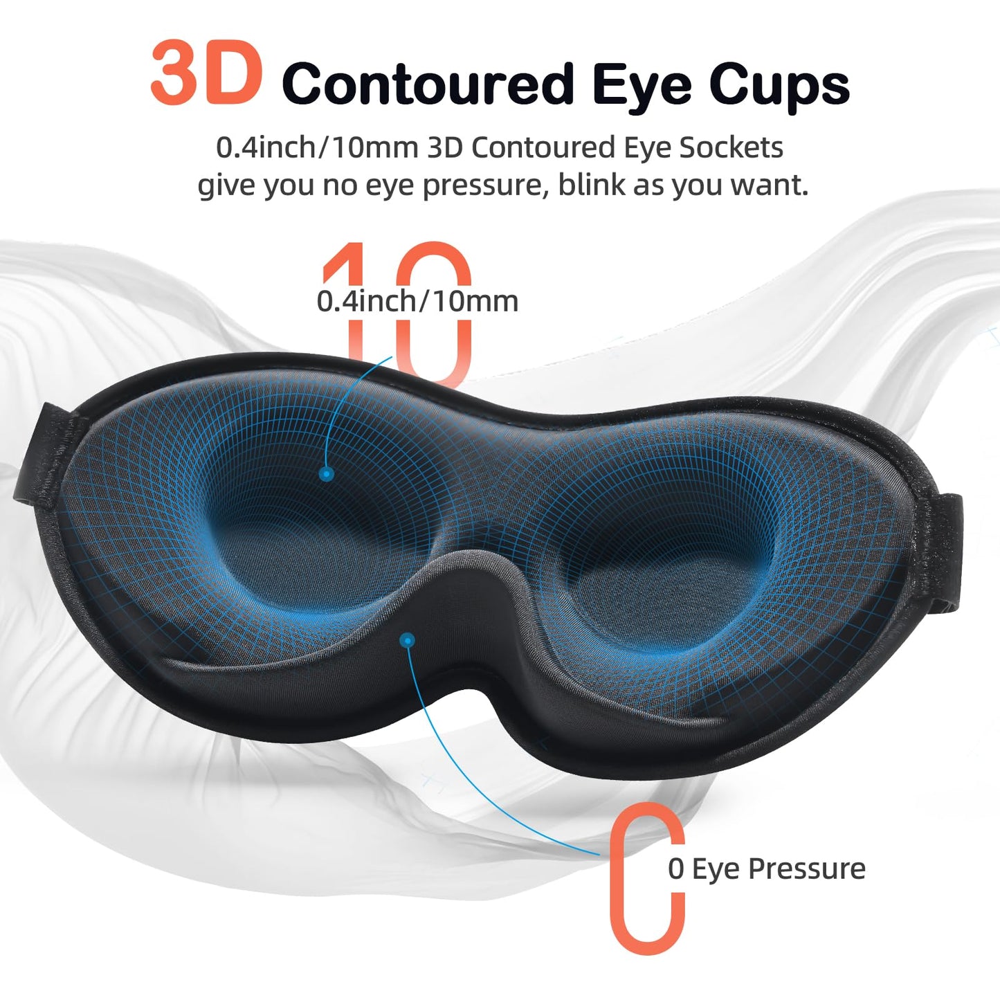 INNELO 3D Contoured Sleep Mask for Side Sleepers, 100% Light Blocking Sleeping Mask for Men & Women, Soft, No Pressure on Eyes, Airplane Blindfold for Travel, Night Eye Cover for Nap, Yoga, Grey