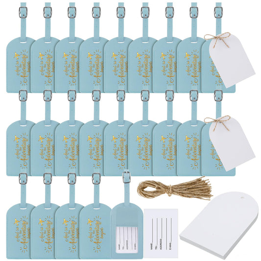 Amylove Bulk Wedding Favors Luggage Tags Gifts, and So the Adventure Begins Luggage Tags for Guests Bridal Gifts, 24 Pack (Azure)