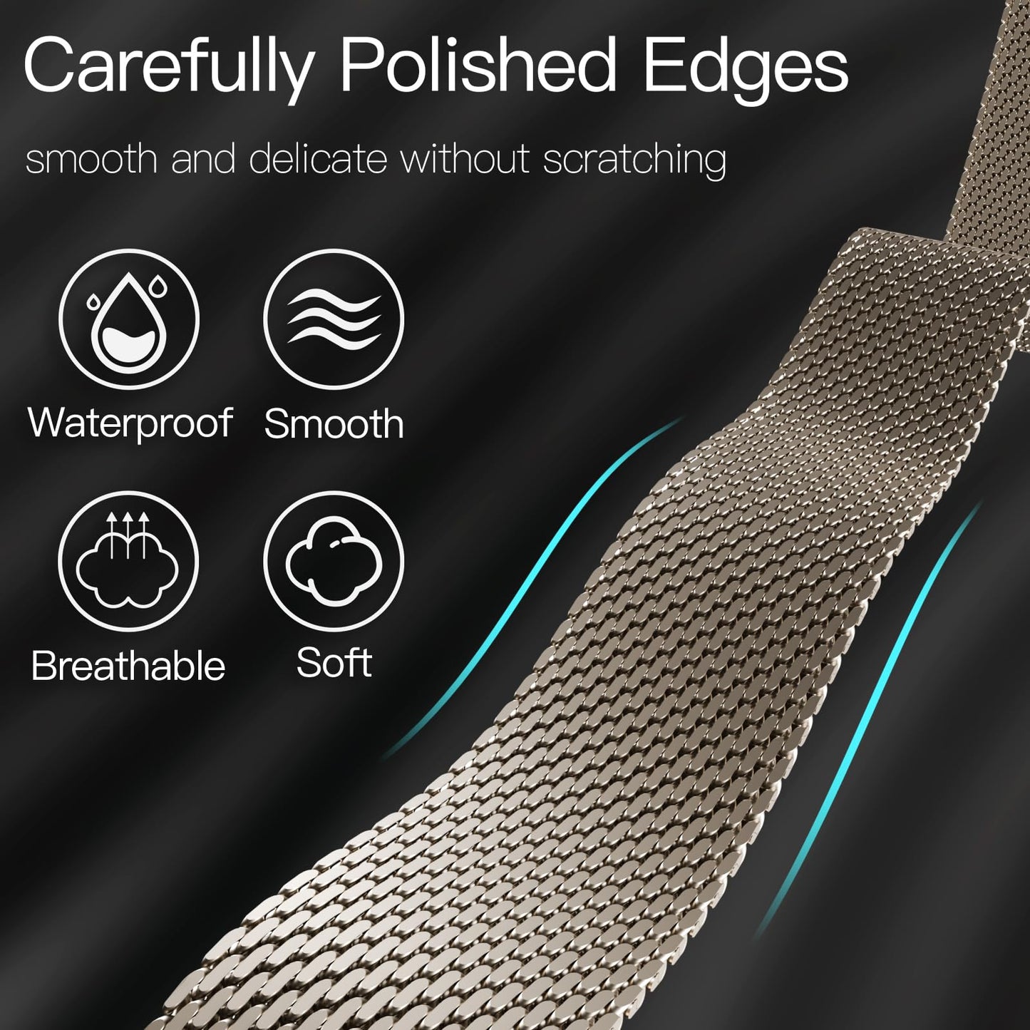 Milanese Mesh Loop Compatible with Apple Watch Band Ultra 2/Ultra 49mm 46mm 45mm 44mm Men, Breathable Replacement Band for iWatch SE Series 10/9/8/7/6/5/4