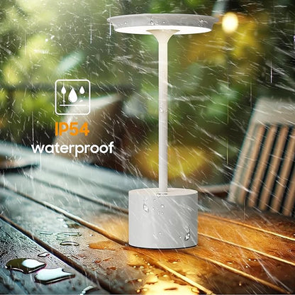 Cordless Table Lamp, Portable Rechargeable 6000mAh Outdoor Table Lamp, 3 Color Stepless Dimming Battery Powered Lamp, LED Table Light for Dinner/Bedroom/Restaurant/Outdoor (White)