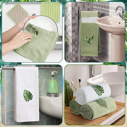 3 Pcs Tropical Palm Leaves Hand Towels