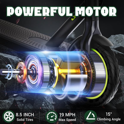 VOLPAM Electric Scooter with 8.5"/10" Solid Tire, 350W/500W Powerful Motor & 19/22 MPH Top Speed, 16-28 Miles Long Range, Folding E Scooter Choice