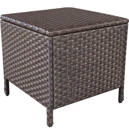 Valita Goognice Outdoor PE Wicker Side Table with Storage Patio Resin Rattan End Table Square Container for Furniture Covers, Toys and Gardening Tools Brown