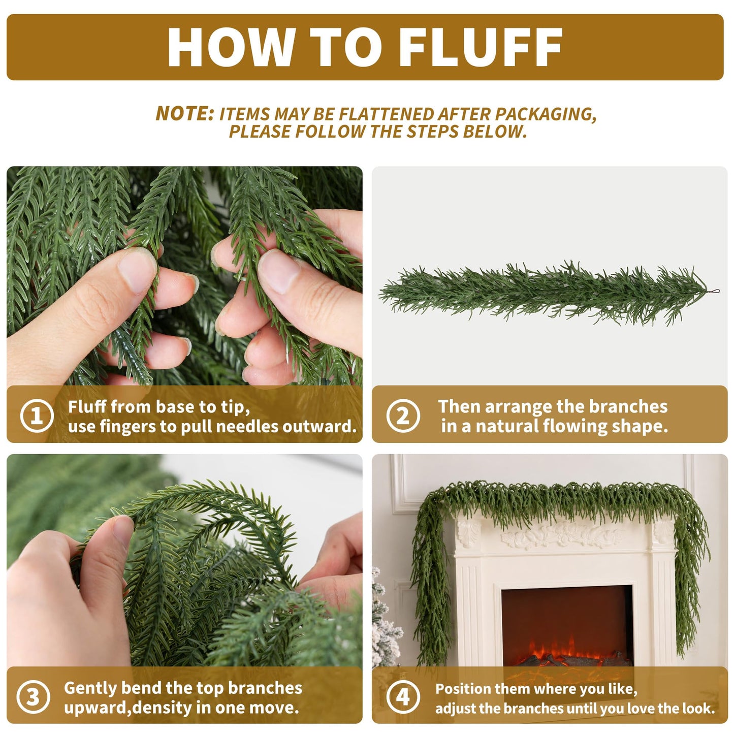 15FT Christmas Garland Norfolk Pine Garland Real Touch Artificial Greenery Garland for Mantle Fireplace Table Indoor Outdoor Holiday Decortions