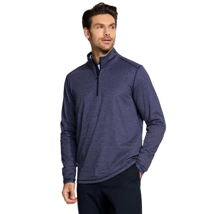 M MAELREG Mens 1/4 Zip Pullover Striped Mock Neck Lightweight Melange Golf Half Zip Sweatshirts for Men