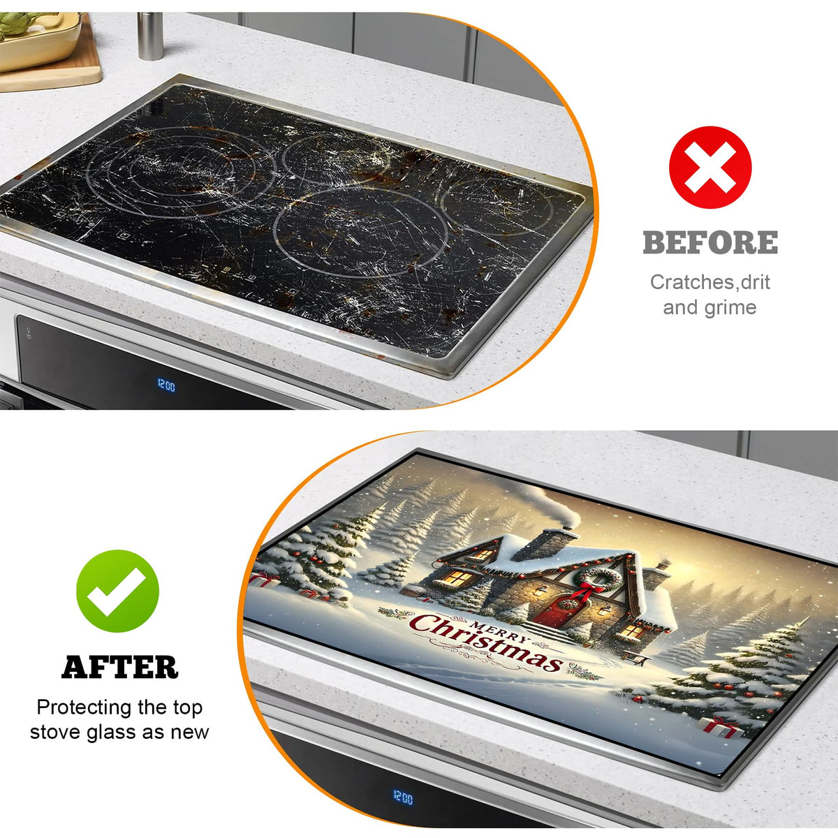 Stove Top Cover for Electric Stove: 28''×20'' Stove Cover Elevate Your Kitchen Reliable Heat Protection,Non-Slip Kitchen Decor (MAI-H2411225)