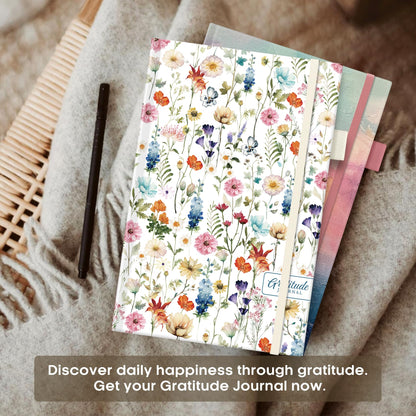 Gratitude Journal for Women – Undated Daily Mindfulness & Manifestation Journal with Prompts for Cultivate Affirmations, Positivity, Self-Care & Happiness - Wildflowers
