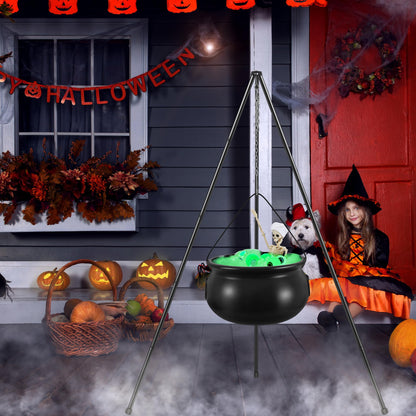 Halloween Decorations Outdoor Indoor,Large Witches Cauldron on 52" Tripod with String Lights, Skeleton and Eyeballs,Hocus Pocus Decor,Witches Cauldron for Yard Patio Garden Lawn Decorations.