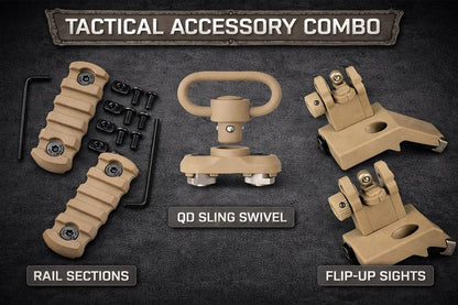 5 Slots Rail Section for M Lok Five Slots Rail Picatinny Rail Set of 2 Pieces Mlok Rail Red (Pack of 2-5 Slots & Flip Up Sights, Attachment)