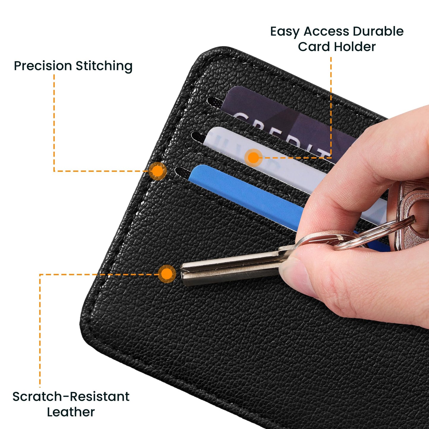 Mayski Credit Card Holder for Women Minimalist Wallet, RFID Blocking Wallets Card Cases, Small Wallets with ID Window for Women Men, Black