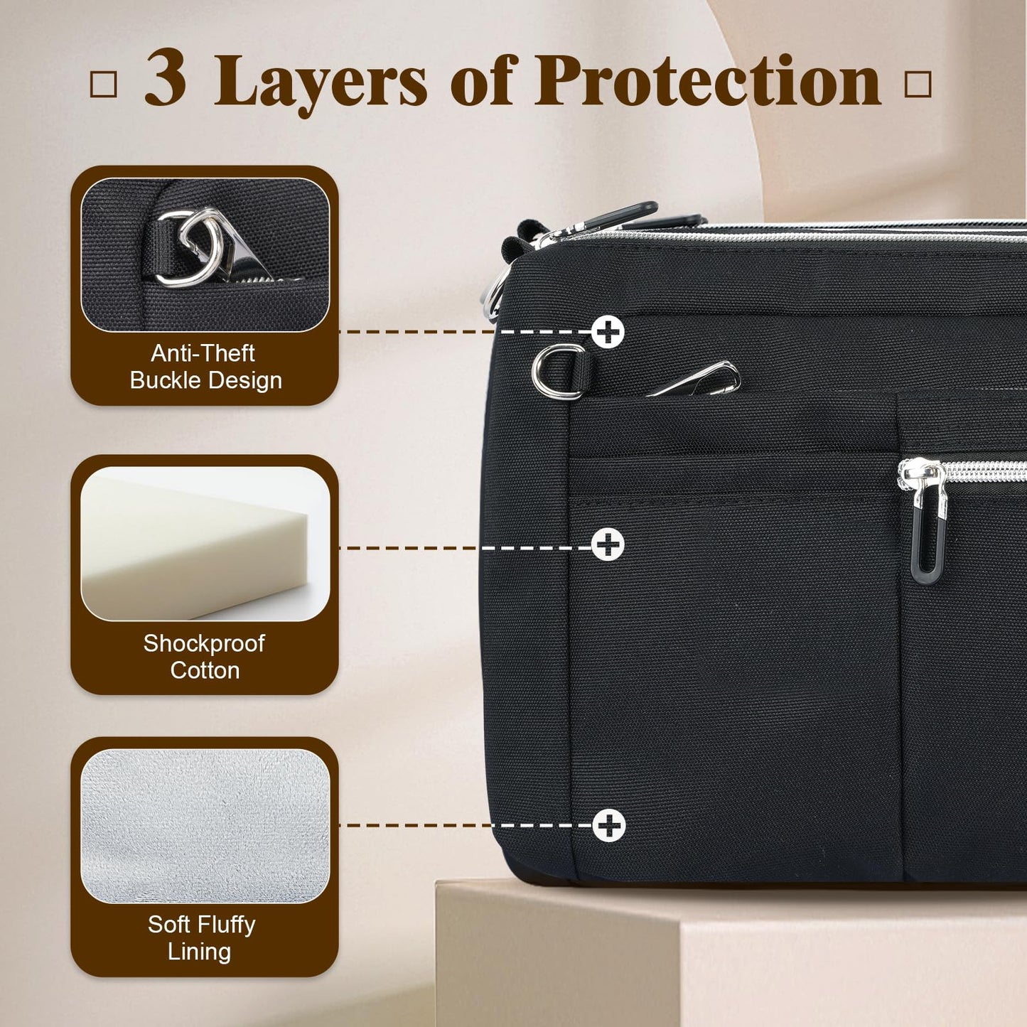 TiMOVO 9-11 Inch Tablet Sleeve Bag for iPad 11-inch A16 2025, iPad 10th Generation 10.9"/10.2", i Pad Air 11/5th/4th Gen. 10.9", Galaxy Tab A9 Plus 11", Anti-Theft Deisgn & Shoulder Strap, Black