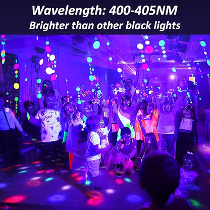 30W Black Lights, 2 Pack LED Blacklight Flood Light with Plug, IP66 Waterproof Black Lights for Glow Party, Glow in The Dark, Stage Lighting, Body Paint, Fluorescent Poster, Neon Glow