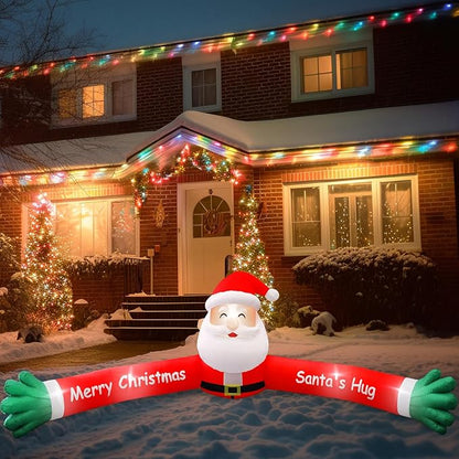 10FT Christmas Hugging Inflatable Santa Claus for Xmas Holiday Blow Up Weatherproof Outdoor Christmas Decorations for Garden Yard