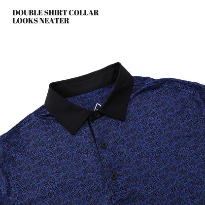 DEOLAX Mens Polo Shirts Fashion Print Mens Golf Shirt Dry Fit Mens Golf Polo Short Sleeve Quick Dry Funny Golf Shirt for Men Purple