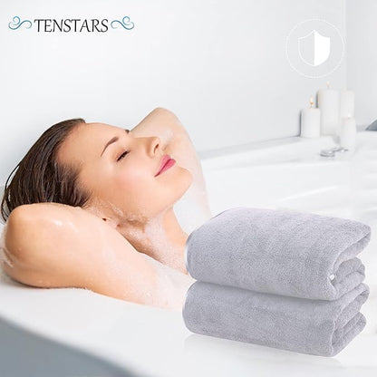 TENSTARS Silk Hemming Bath Towels