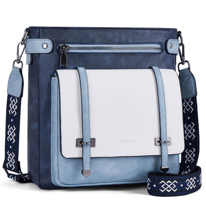 Roulens Crossbody Bags for Women,Multi Pocket Crossbody Purses Vegan Leather Shoulder Handbags Travel Purse Adjustable Strap