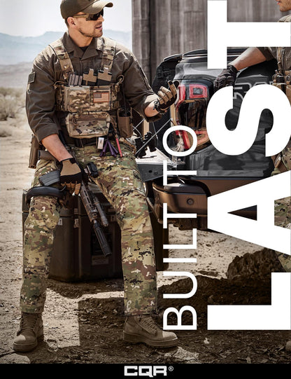 CQR Men's Tactical Pants, Water Resistant Ripstop Cargo Pants, Lightweight EDC Work Hiking Pants, Outdoor Apparel, Duratex Mag Pocket Utility Camo, 30W x 30L