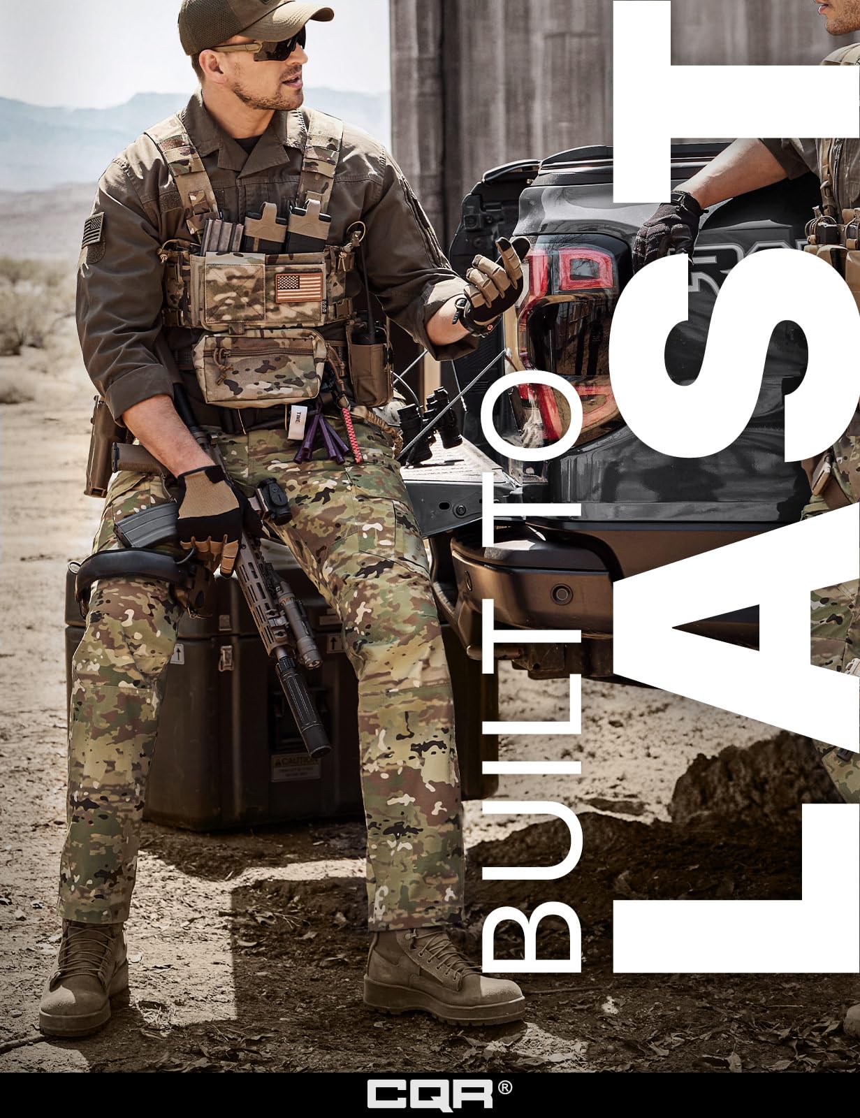 CQR Men's Tactical Pants, Water Resistant Ripstop Cargo Pants, Lightweight EDC Work Hiking Pants, Outdoor Apparel, Duratex Mag Pocket Utility Camo, 40W x 32L