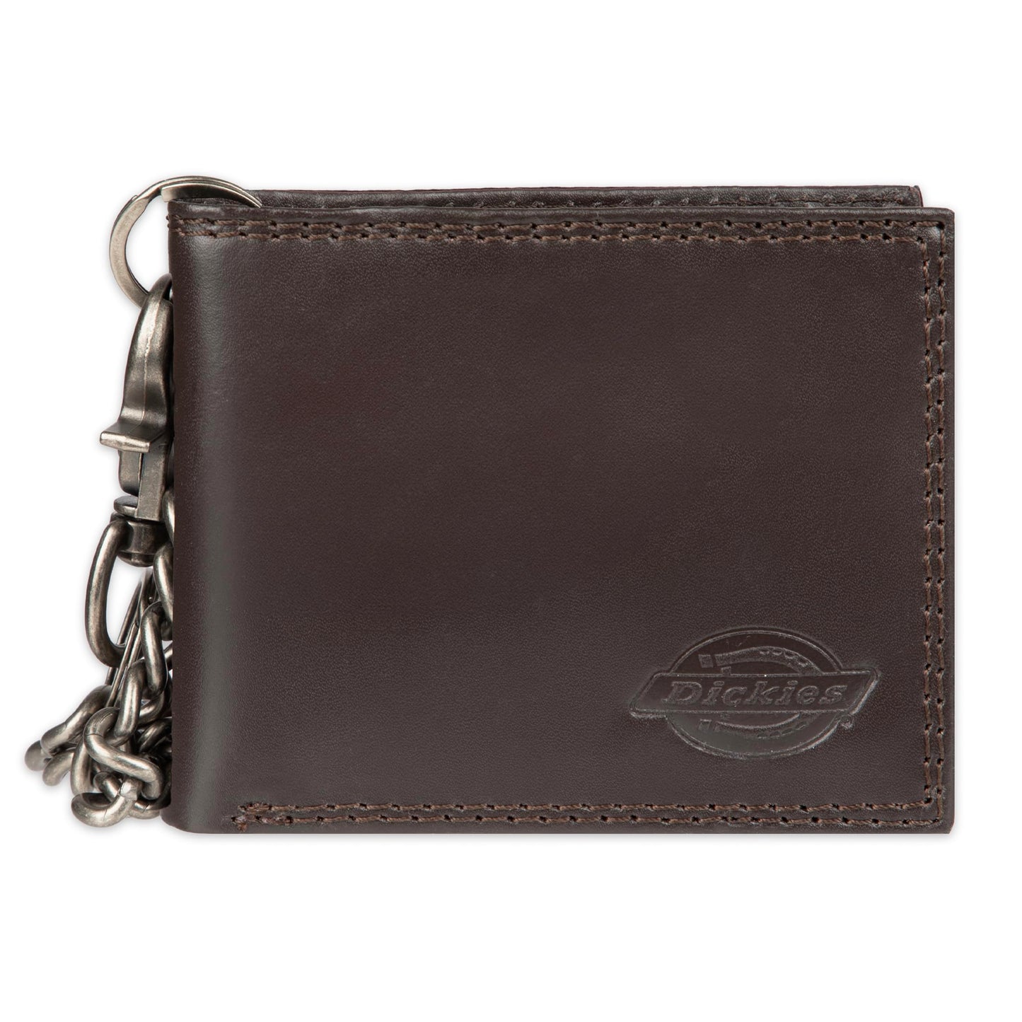 Dickies Mens RFID Everyday Leather Bifold Chain Wallet, Brown, One Size