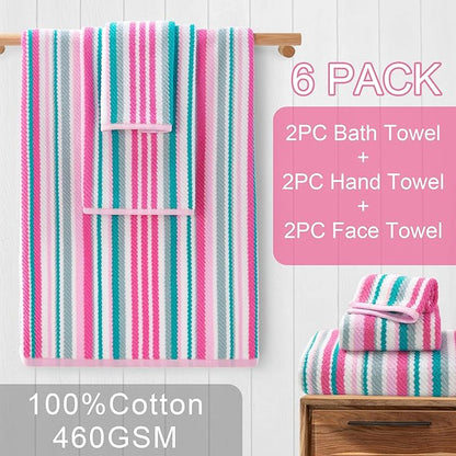 Pink Soft Towel Set, 2 Bath 28"x52", 2 Hand 16"x27", 2 Wash Cloth 13"x13