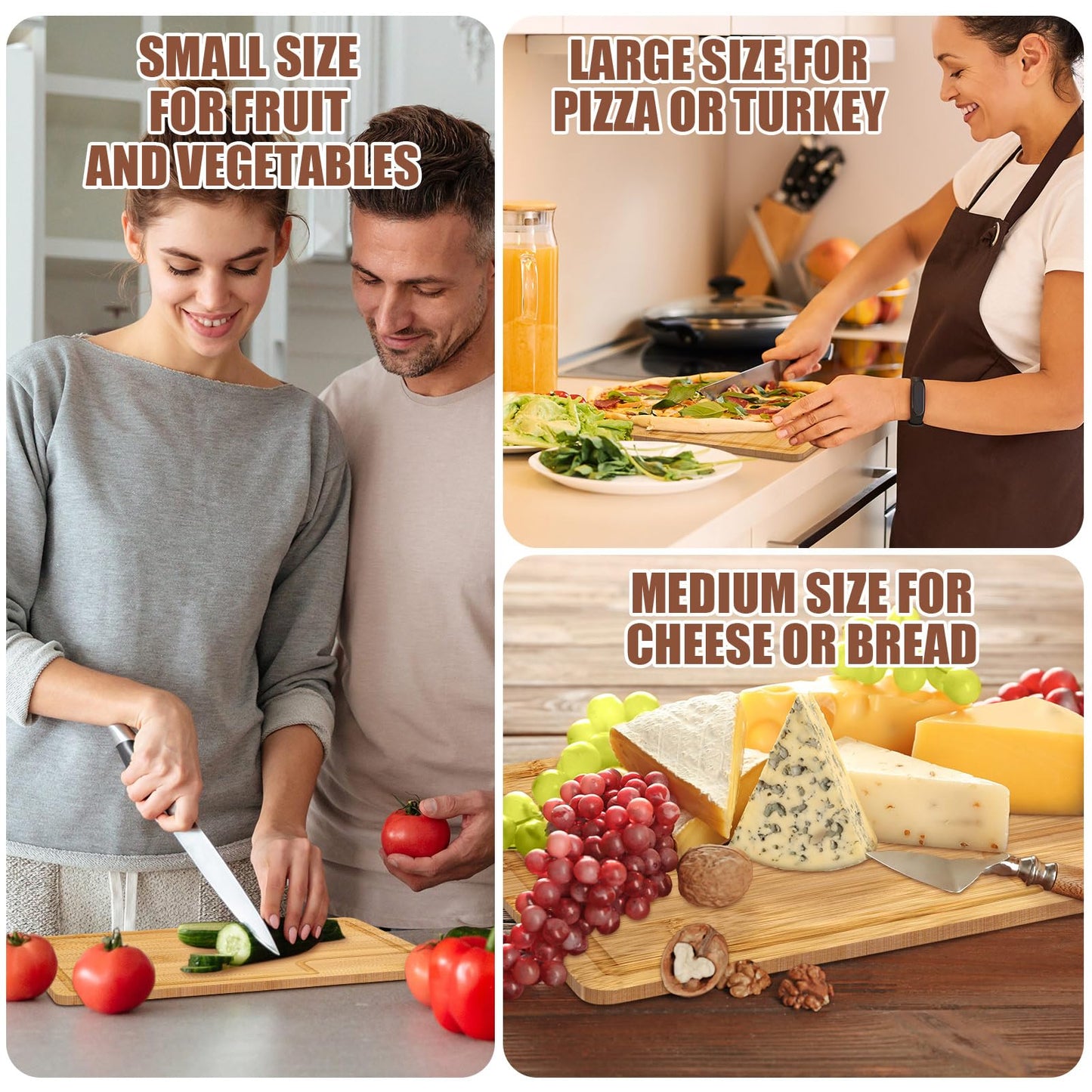 Lincia 12 Pcs Cutting Board Bulk with Juice Groove Christmas Charcuterie Board Large Bamboo Rectangular Wooden Cutting Boards for Kitchen Xmas Party Bridal Shower Favor Meat Cheese Bread Vegetables