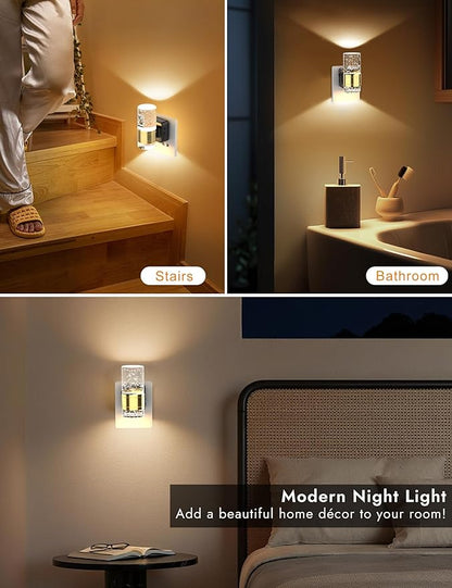 Night Lights Plug into Wall, 3 Color Temperature Nightlight, 0-100 LM Dimmable LED Night Light, On/Off Light Sensor by Switch, 180° Rotating Plug in Night Light for Bathroom Hallway Home Decor 2 Pack