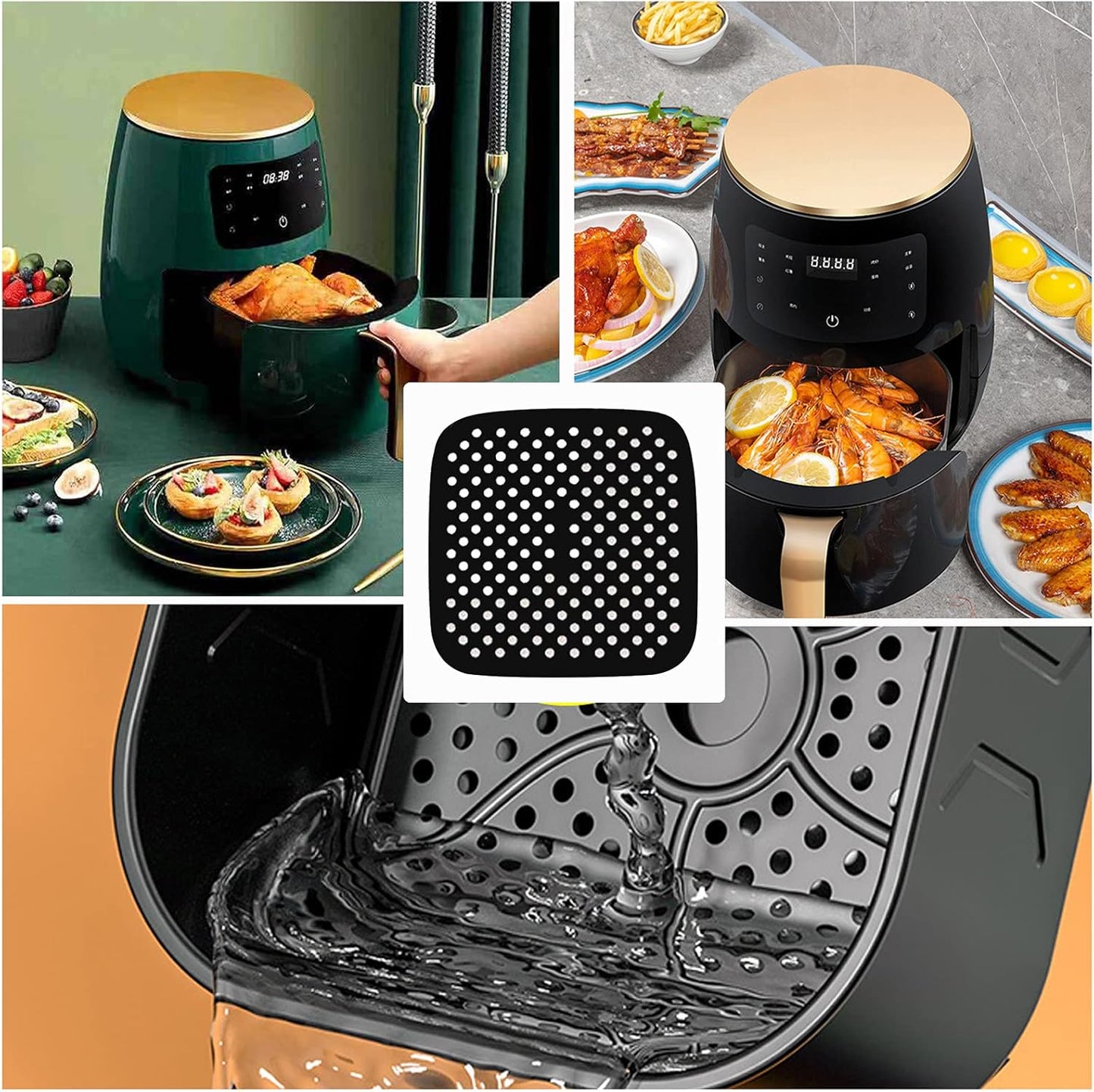 Air Fryer Silicone Liners,2 Pack 8.5 Inch Reusable Food-Grade Silicone Mat, Non-stick Heat Resistant Air Fryer Accessories
