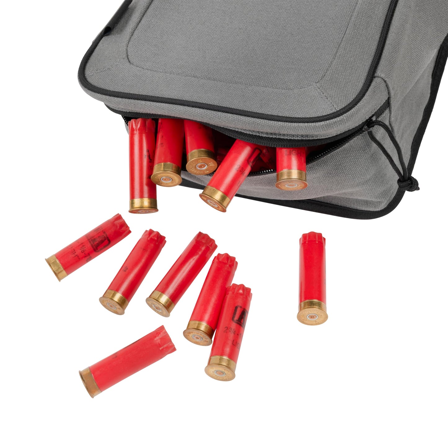 Allen Company Rival Double Compartment Shell Bag - Canvas Shotgun Shell Pouch Holds 2 Boxes of 12-Gauge Shells - Spent Hull Dump Pocket, Adjustable Belt for Trap, Skeet & Clay Shooting - Gray