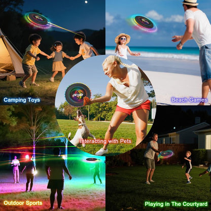 Light up Flying Disc-16 Millions Colors, 48 LEDs & 13 Light Modes, LED Flying Disc for Adults, Kids & Teens, Glow in the Dark Flying Ring, Party Toy Christmas Birthday Gift, Age 6+ (black, 9in)