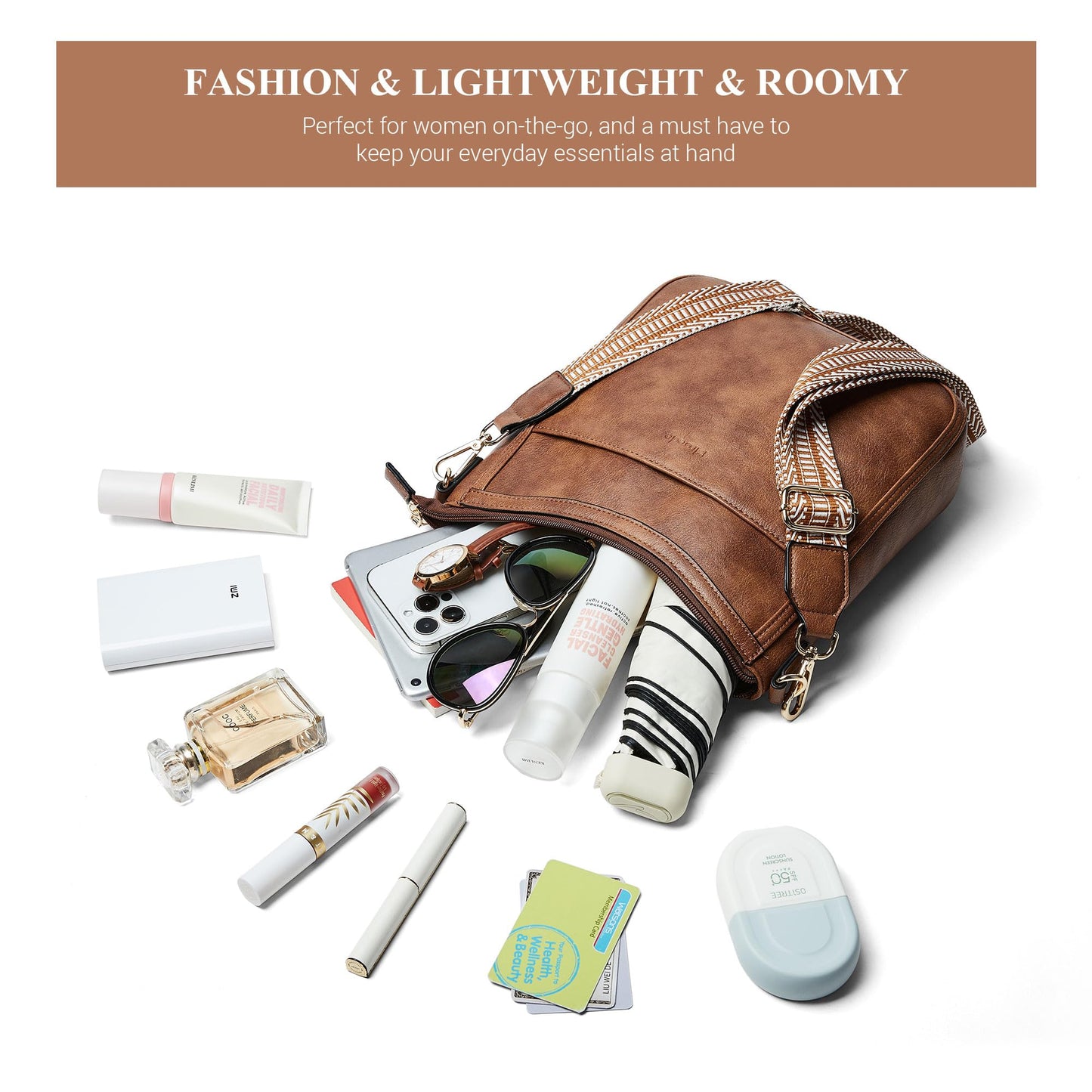 Mroede Crossbody Bags for Women Crossbody Purse for Women Vegan Leather Hobo Purses Shoulder Handbags with Detachable Strap for Daily Travel Work