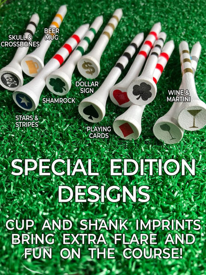 PrideSports 3-1/4" Pride Performance Wood Golf Tees - Special Edition Stars and Stripes - 45 Count - Designed for Less Friction and Longer Drives - Made in The USA