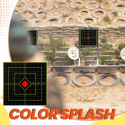 Teyva Daily 100 Pcs 6''/3'' Shooting Splatter Target Stickers Self Adhesive Reactive Splatter Targets Paper Roll for BB Gun Pellet Gun Airsoft Rifle Indoor Outdoor Shooting Range(6 Inch,Square)