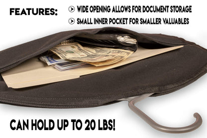 Hanger Diversion Safe by Stash-it, Hidden Pocket Safe, Fits Under Hanging Clothes with Pocket to Hide Valuables for Home or Travel