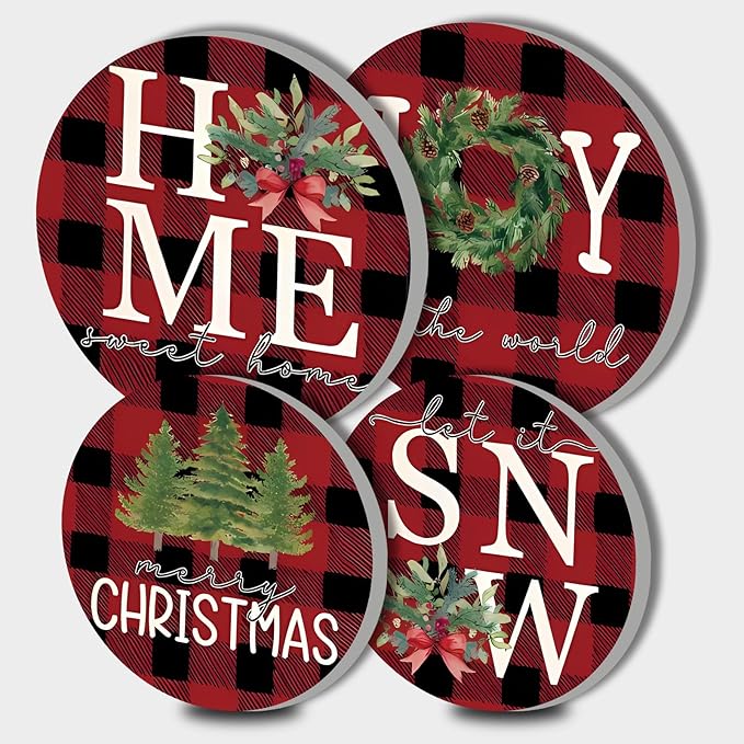 Red and Black Pattern Stove Burner Covers, Christmas Gas Stove Burner Covers 8 ＆10 Inches Stove Top Covers Electric Stove 4 Metal Stove Cover Gas Stove Top Cover, Xmas Home Joy Cooktop Decorative