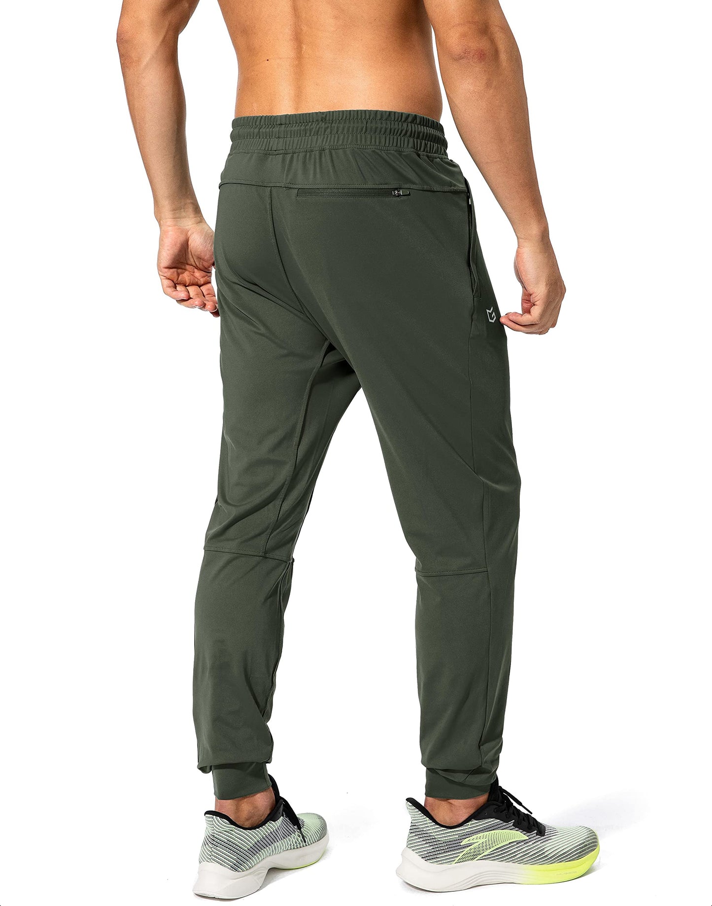 G Gradual Men's Sweatpants with Zipper Pockets Athletic Pants Traning Track Pants Joggers for Men Soccer, Running, Workout(Olive Green,L)