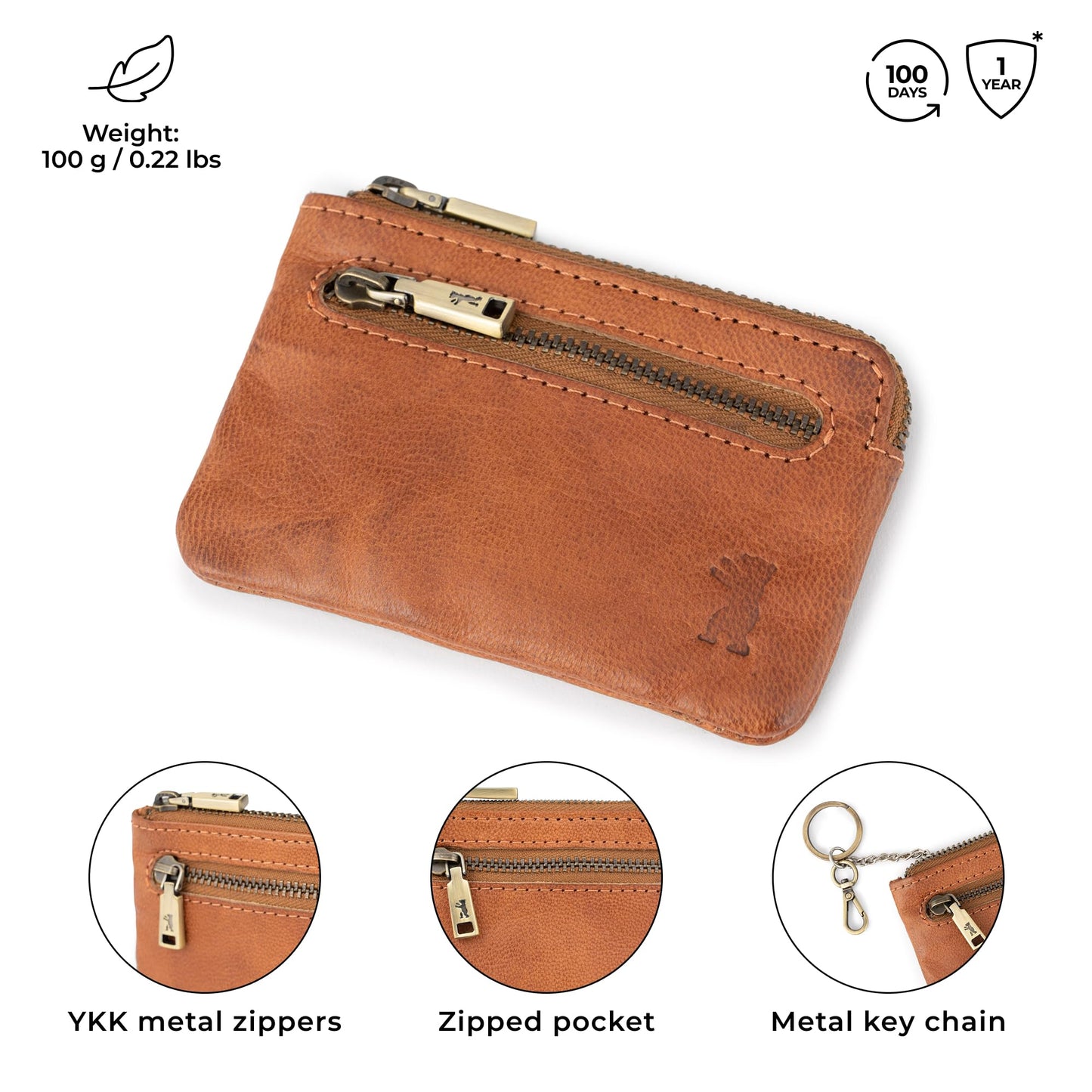 BERLINER BAGS Vintage Leather Key Case Eli, Key Bag Key Organizer Small for Men and Women - Brown